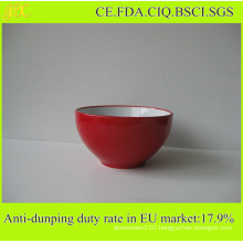 Ceramic Bowl Supplied by China Factory, Wholesale Salad Bowl Inside White Outside Red